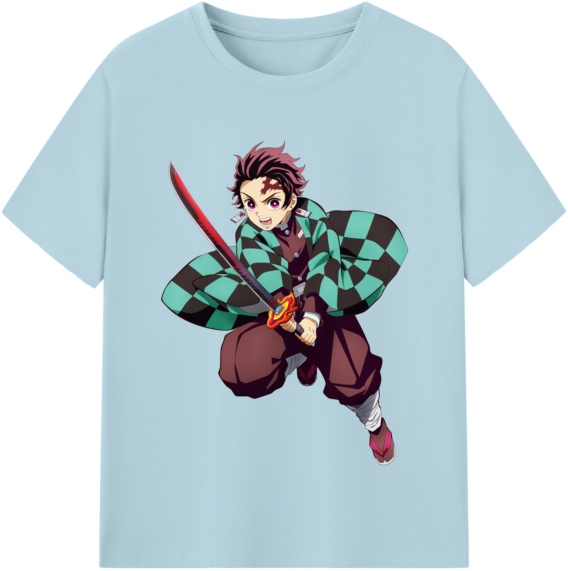 （画像用） 鬼滅の刃 竈門 炭治郎／かまど たんじろう Kamado Tanjirou 綿100％半袖Tシャツ（フロントプリント）